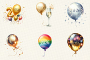 New Year Balloon Clipart, an Illustration by DreamCafeArt (Thumbnail 2 of 6)