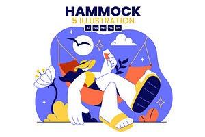 5 Hammock Vector Illustration, a Person Illustration by denayunebgt