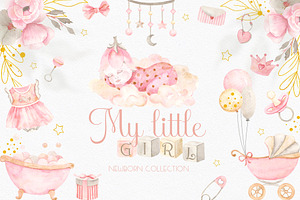 My little girl. Watercolor collectio