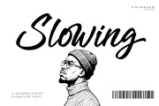 Slowing - A Modern Script, a Script Font by khurasan (Thumbnail 1 of 7)
