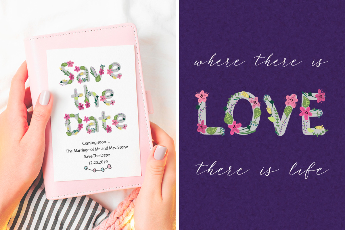 Bloom. Color Spring Font. preview 2
