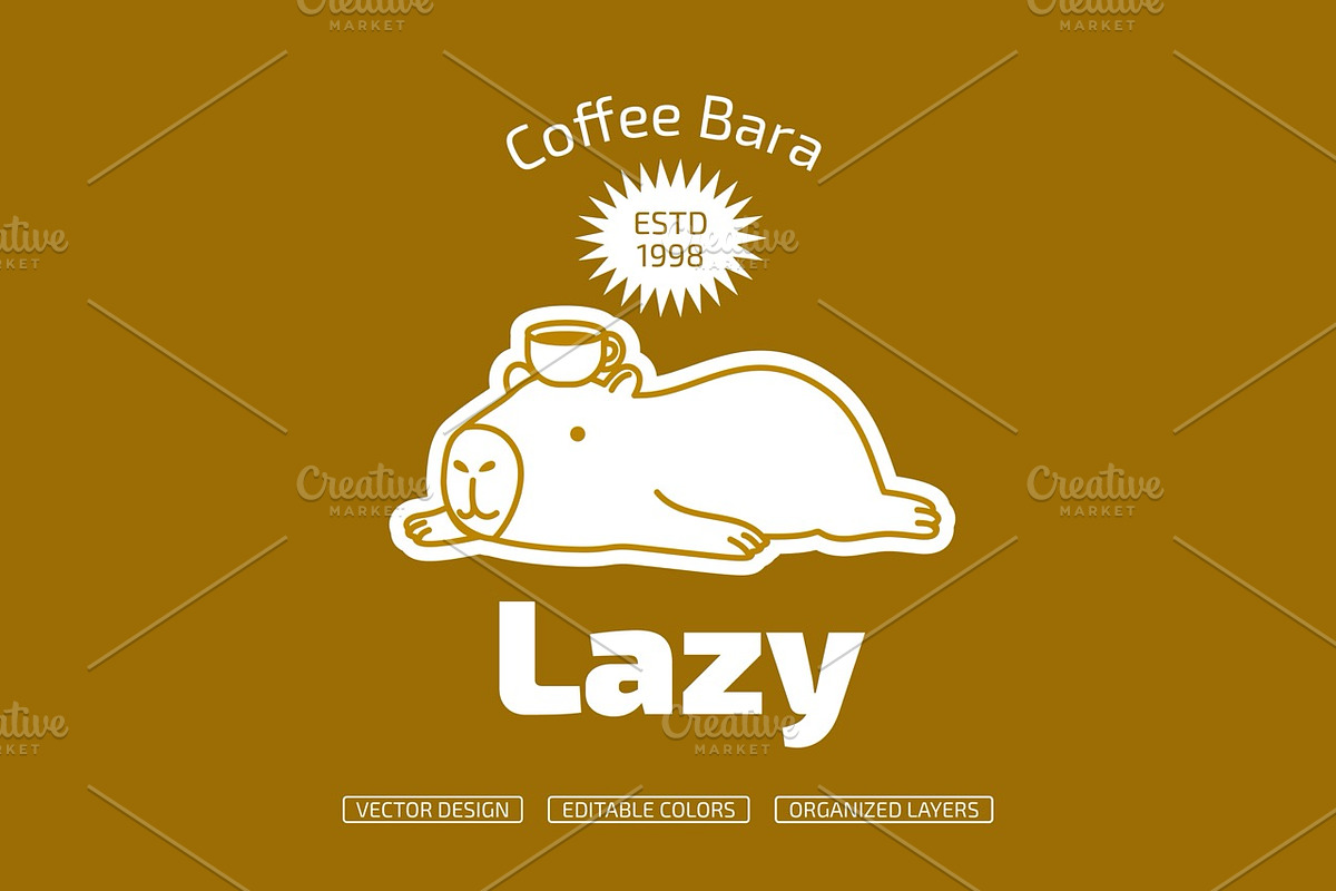 Coffee Bara Mascot Set - 6 Capybara, a Branding & Logo Template by Claymoon Lab (Photo 5 of 6)