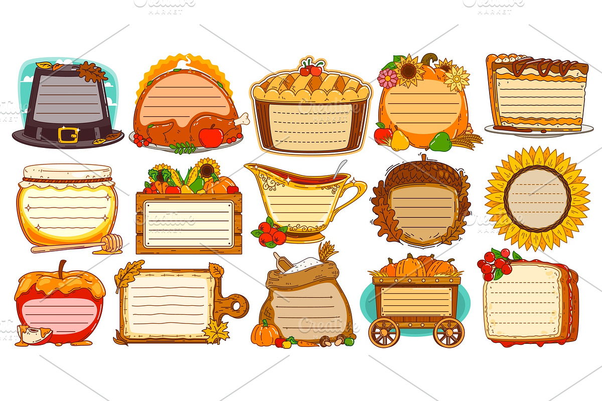 Thanksgiving kids memo notes, a Seasonal Illustration by Seavector Studio (Photo 1 of 3)