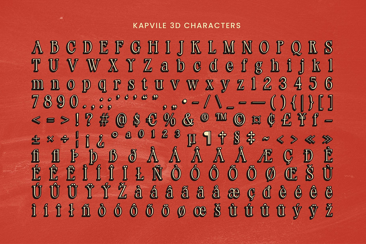 Kapvile 3D, a Serif Font by Craft Supply Co. (Photo 8 of 8)