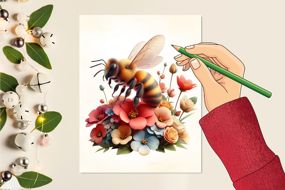 Watercolor Cute Honey Bee Clipart, an Illustration by CraftArtStudio (Photo 3 of 3)