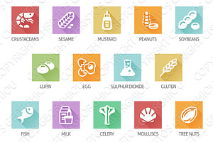 Allergen Food Major Allergy Icons, an Object Illustration by Christos Georghiou