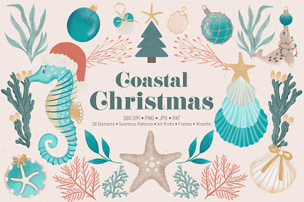 Coastal Christmas Beach Clipart