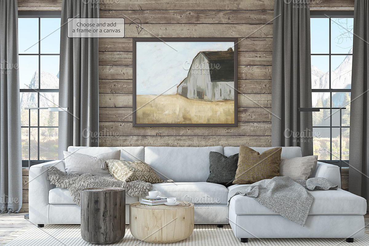 MOUNTAIN RETREAT HOME Frame mockups, a Poster Template by MyHomeMockups (Photo 4 of 10)