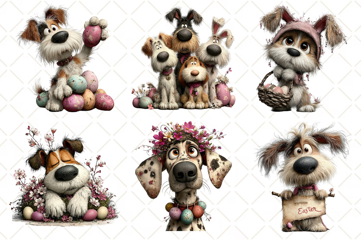Whimsical Easter Dog Clipart, an Illustration by Black Bird Studio (Photo 2 of 6)