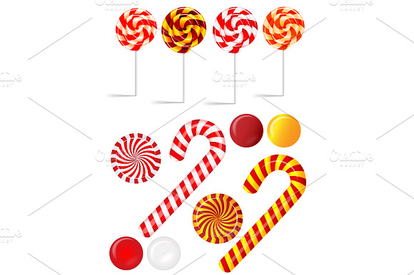 Set Different Red And White Candies