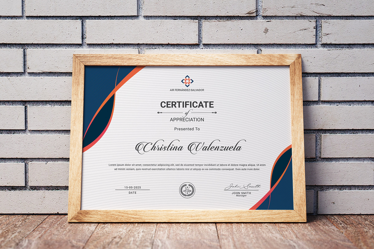 Certificate Template, a Stationery Template by ResumeDevisers (Photo 2 of 8)