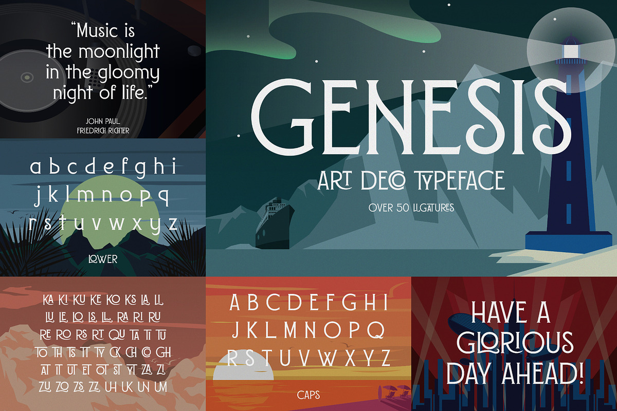 Art Deco Font Bundle (21 Fonts!), a Sans Serif Font by HipFonts (Photo 9 of 10)