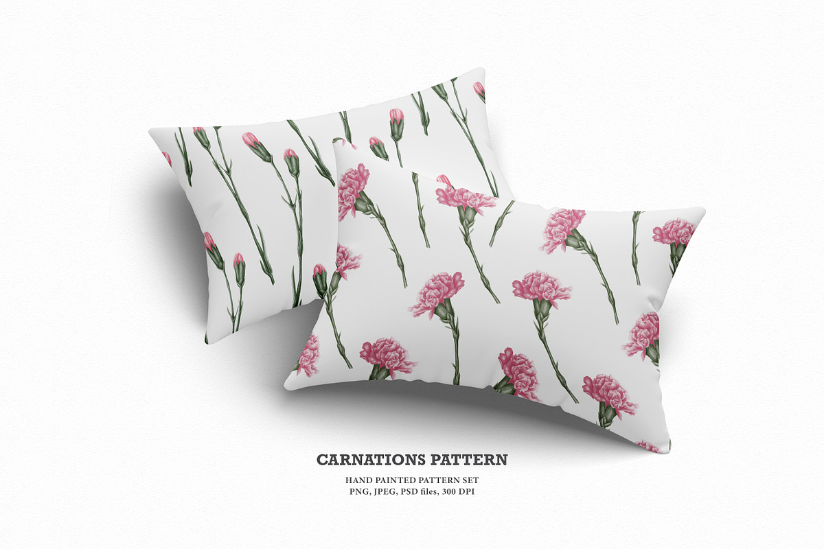 Pink carnation pattern set., a Pattern Graphic by OlyaGutArt (Photo 6 of 7)