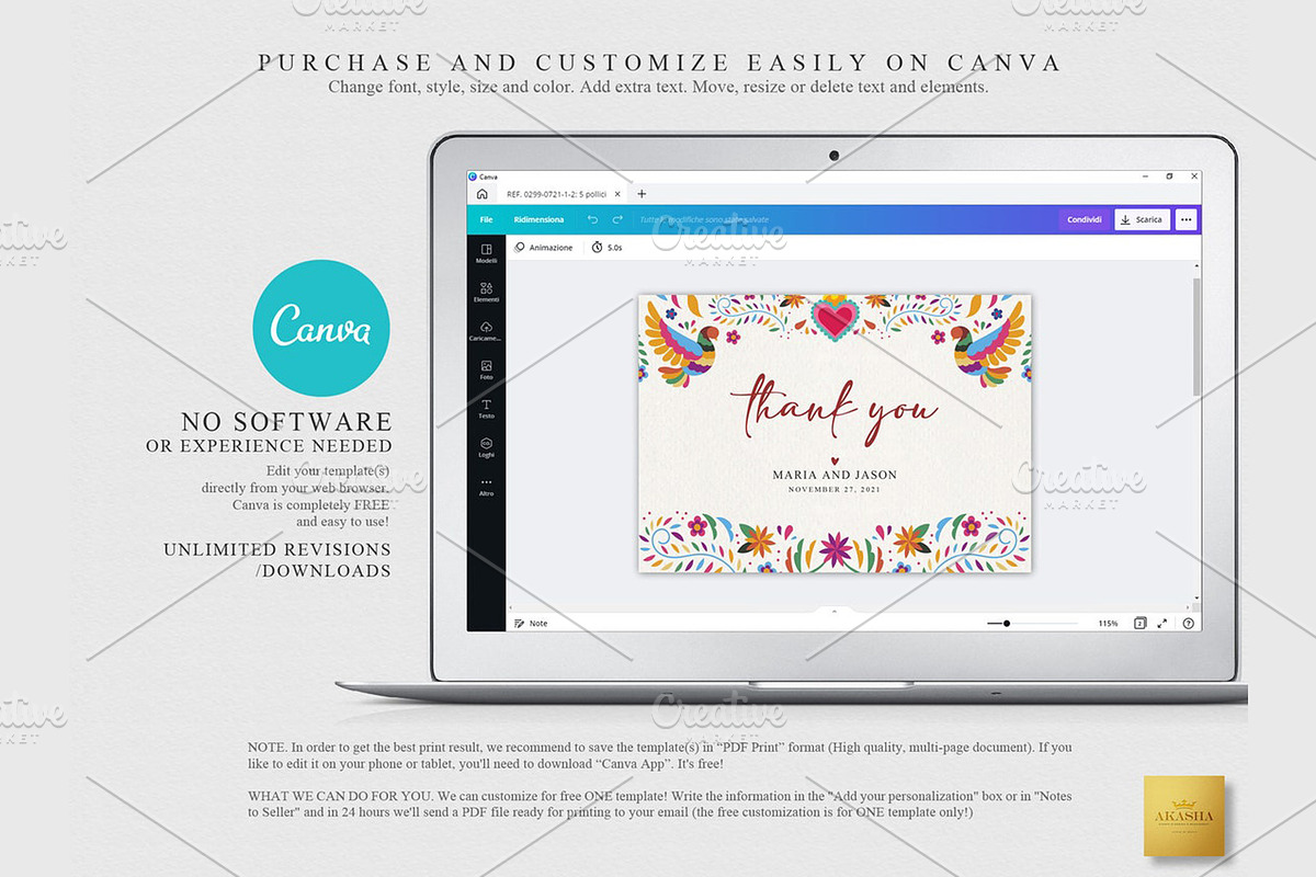 Mexican Thank You Card | CANVA, a Stationery Template by Creative Market (Photo 3 of 5)