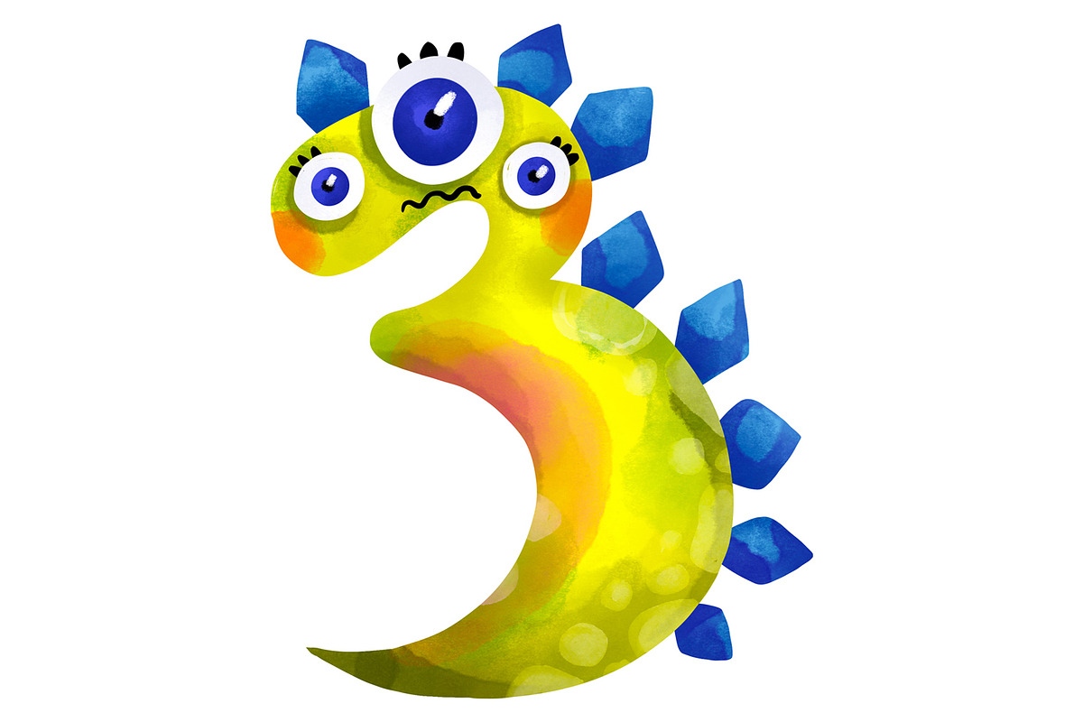 Cute Monster Numbers Clipart Set PNG, an Education Illustration by the_myro (Photo 10 of 12)