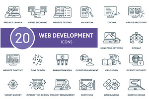 Web Development Outline Icons Set