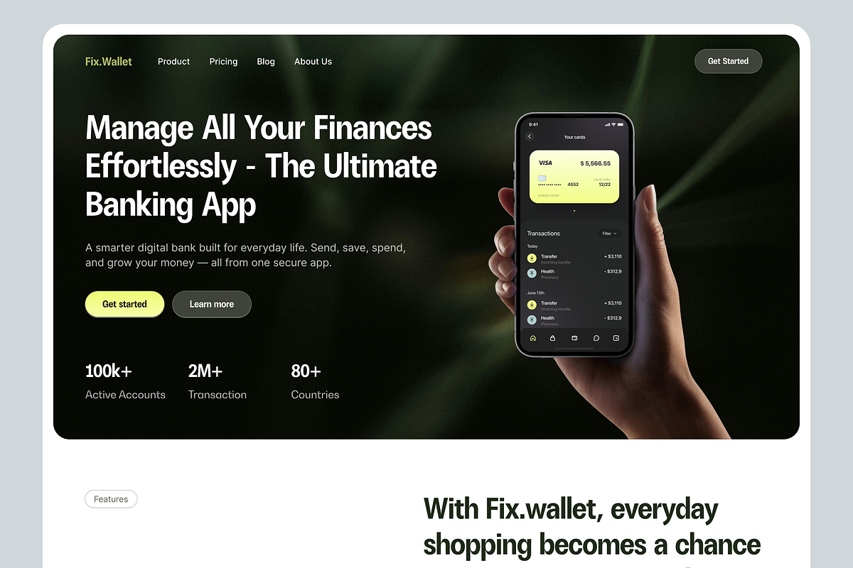 Digital Banking Landing Page Website, an UI Kit Template by Ahmed Rubel (Photo 3 of 3)