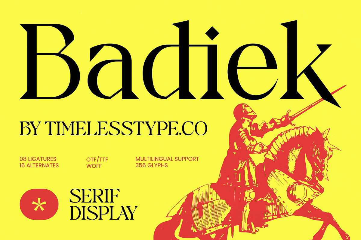 Badiek Serif Display, a Serif Font by timelesstype.co (Photo 1 of 15)