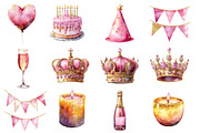 Pink and Gold Glam Birthday clipart, an Illustration by Designworld (Thumbnail 3 of 5)