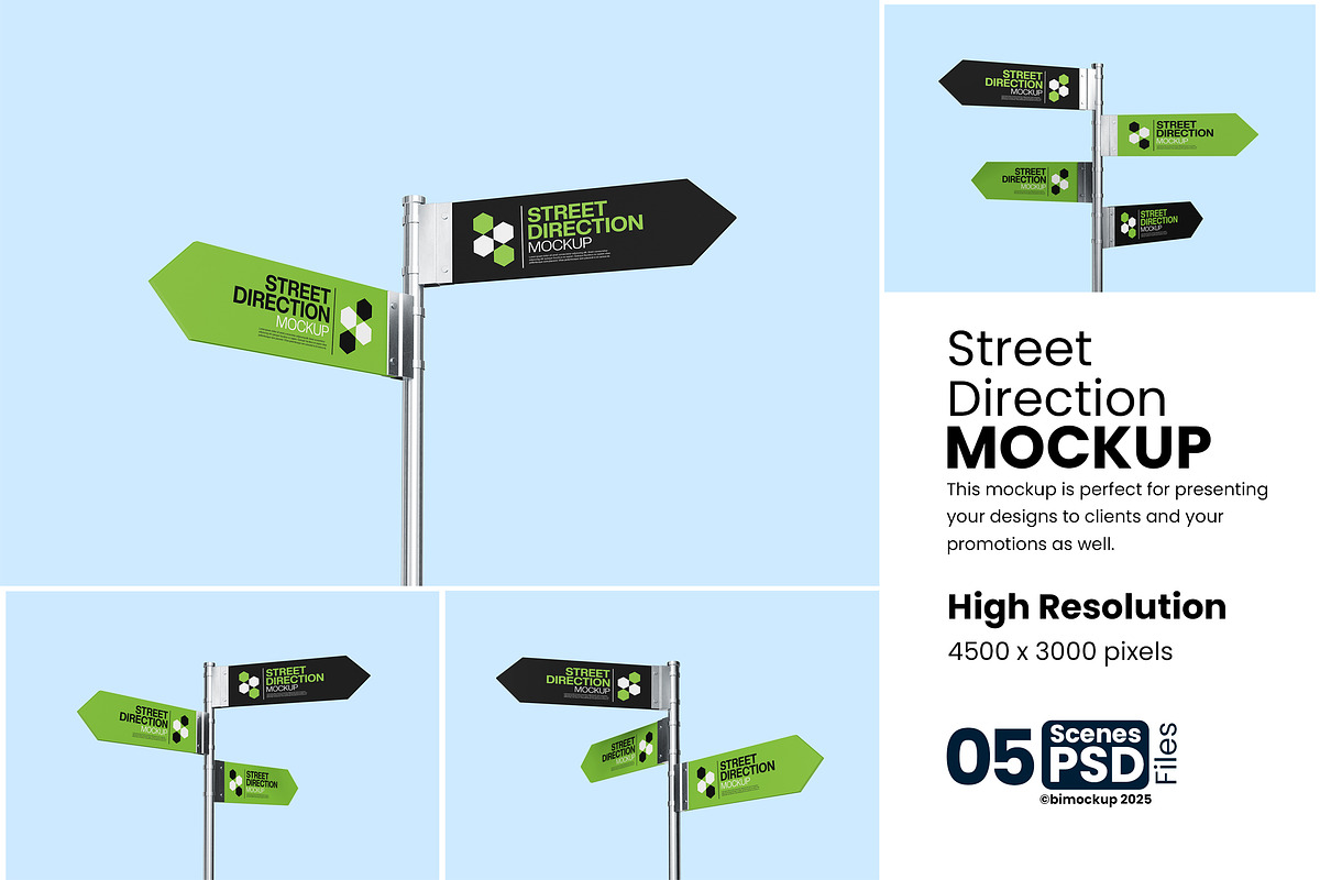 Street Direction Mockup, a Product Mockup by bimockup (Photo 1 of 6)