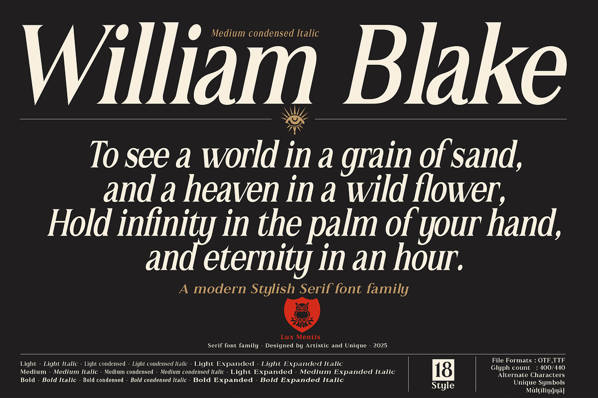 Lux Mentis - Serif Font Family, a Serif Font by Artistic & Unique (Photo 12 of 15)