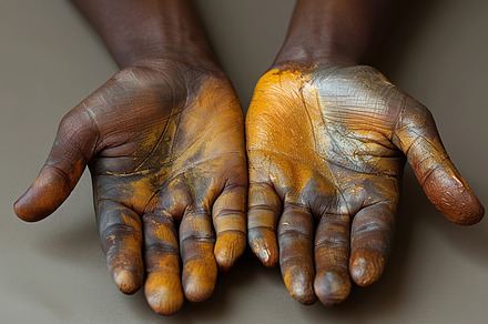 Close-up of  african american hands with colorful paint showing artistic expres, a Photo by AS photostudio
