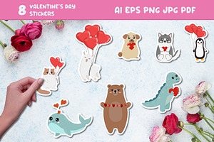 Valentine's Day Stickers. Printable, an Illustration by linakilljoy