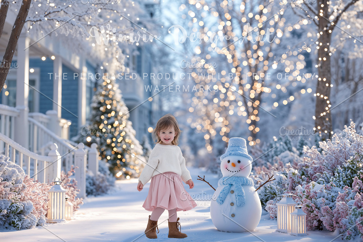 Pastel Snowman Christmas Backdrop, a Background Photo by Winwin Design Art (Photo 7 of 9)