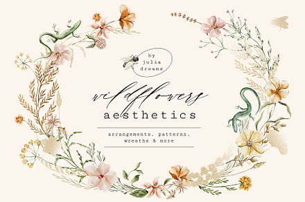 Wildflowers Aesthetics Watercolor, a Texture Illustration by Julia Dreams