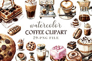 Watercolor Сoffee clipart, an Illustration by Libby Wishes (Thumbnail 1 of 3)