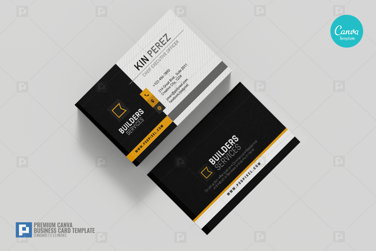 Construction Canva Business Card 08, a Business Card Template by PSDPixel (Photo 2 of 4)