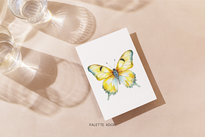 Watercolor Yellow Butterflies