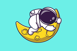 Cute Astronaut With Sickle Moon