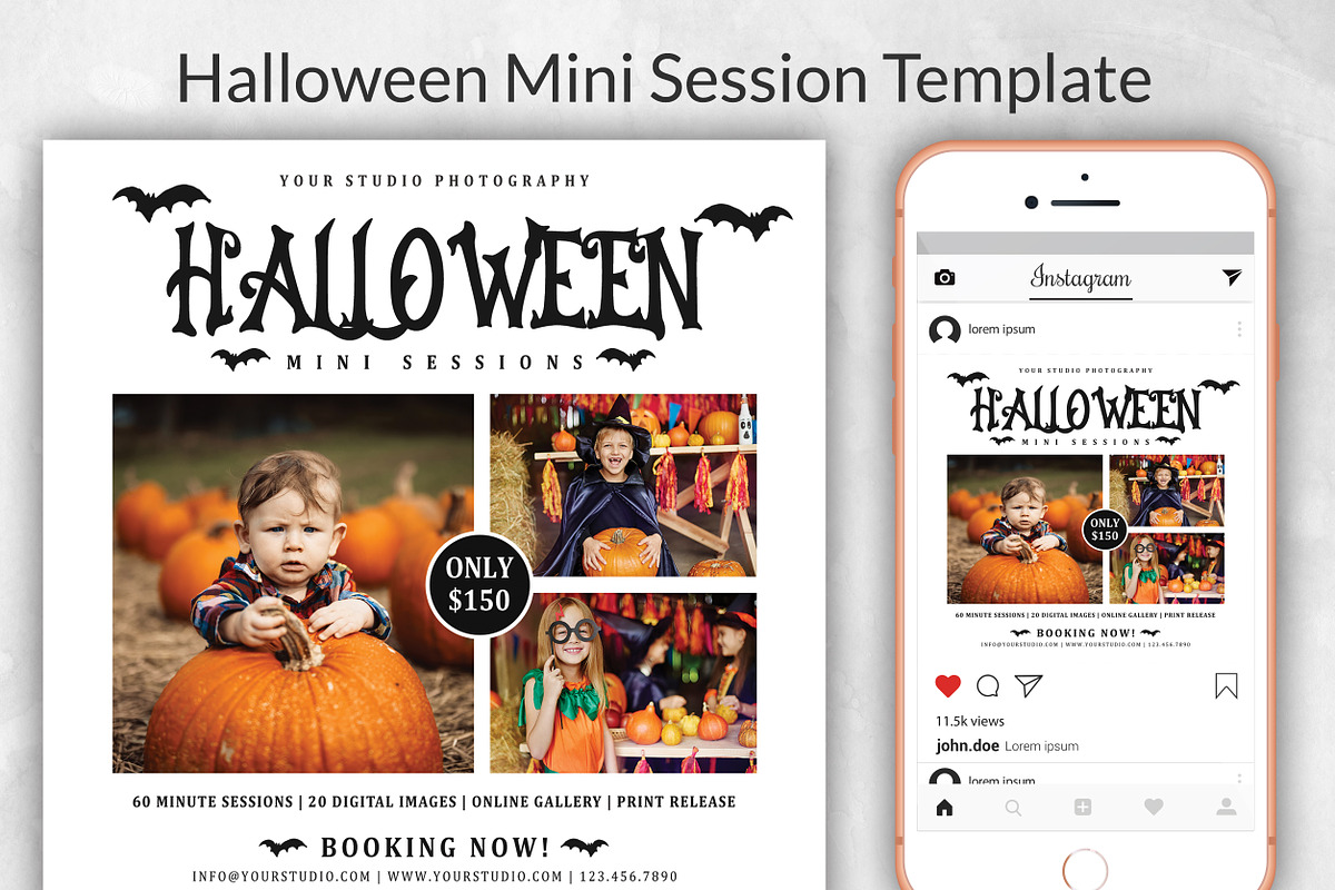 Halloween mini session template, a Card Template by Designscozy (Photo 1 of 2)