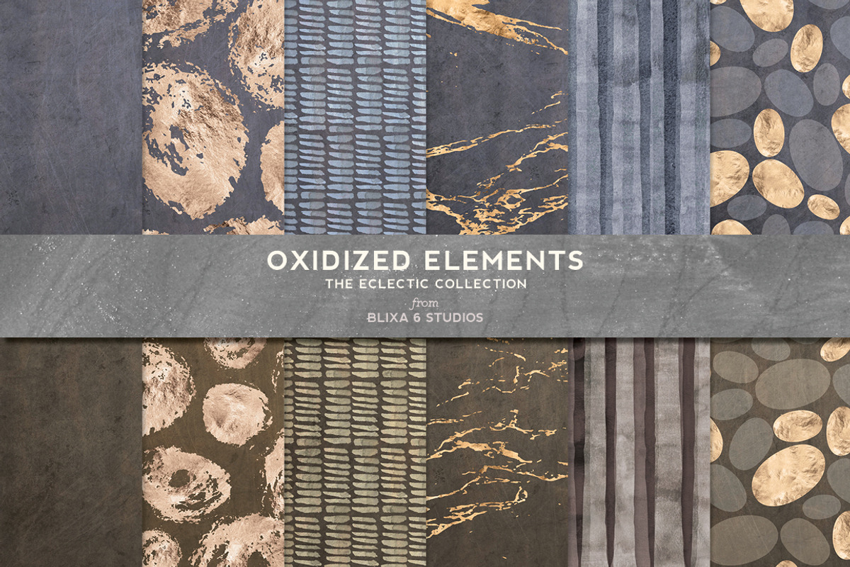 Oxidized Elements Gold & Watercolor, a Pattern Graphic by Blixa 6 Studios (Photo 1 of 6)