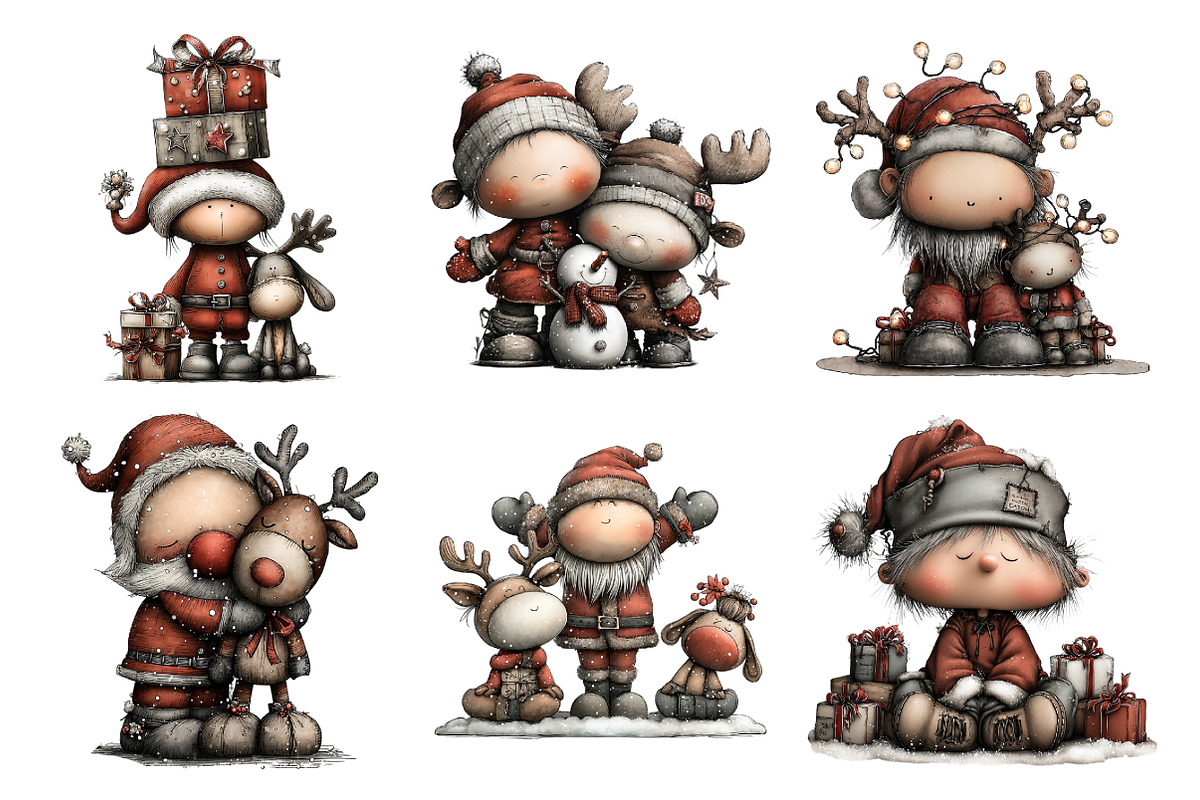 Whimsical Santa & Reindeer Clipart, an Illustration by Daily.Designs (Photo 5 of 5)