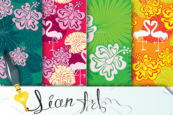 Samless with Frangipani and flamingo preview 3