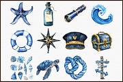 Watercolor Blue Nautical Clipart Bun, an Illustration by Sublimation Artist (Thumbnail 3 of 6)