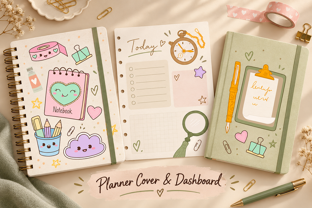 Planner & Stationery Clipart, an Education Illustration by Anna Studio (Photo 3 of 11)