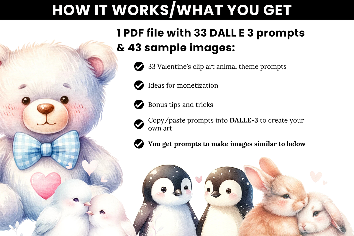 Valentines DALLE 3 Prompt Animal, an Animal Illustration by Sellers Resource Hub (Photo 3 of 3)