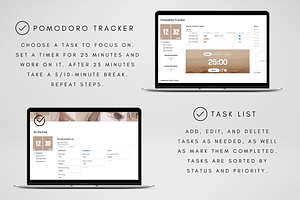 Digital Notion Pomodoro Planner