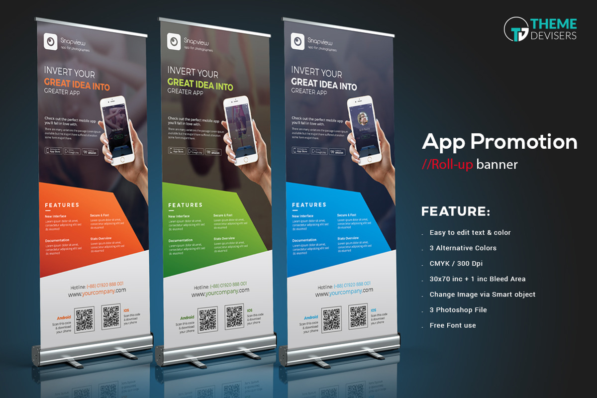 Mobile App Roll-Up Banner, a Flyer Template by ThemeDevisers (Photo 1 of 4)