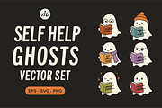 6 Self Help Ghost Reader Vector Set, an Object Graphic by MelanthaGraphics (Thumbnail 1 of 2)