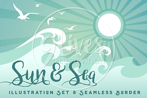 Sun and Sea Illustration & Border