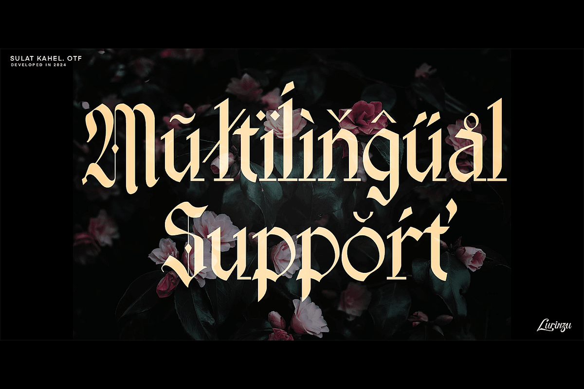 Sulat Kahel- Blackletter Typeface, a Blackletter Font by Lurinzu Studios (Photo 3 of 9)