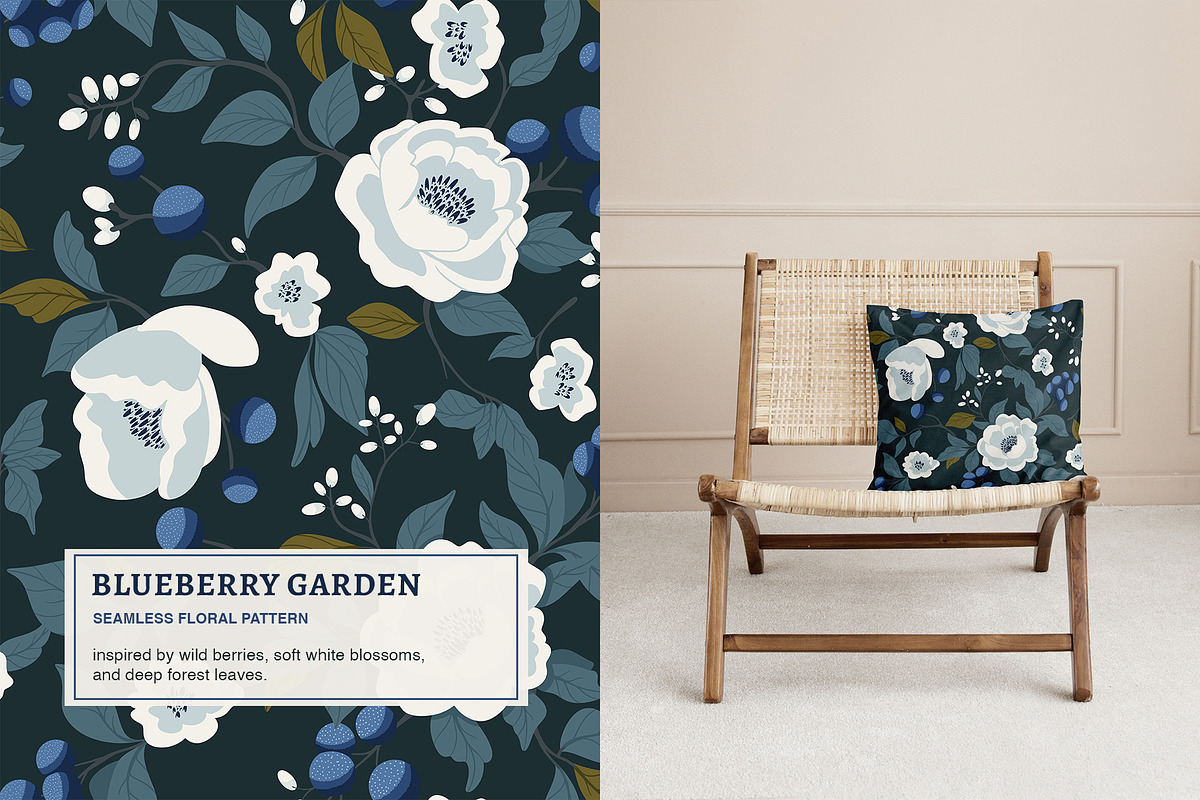 Blueberry Garden Elegant Pattern, a Pattern Graphic by Mariia Kovalchuk (Photo 6 of 12)