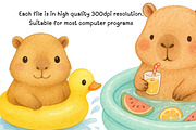 Cute Capybara Watercolor Clipart, an Animal Illustration by PassionPNGcreation (Thumbnail 6 of 8)