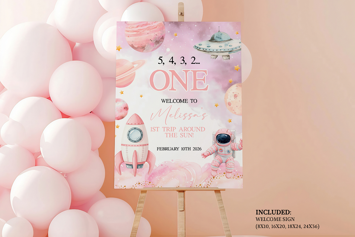 Girl Astronaut First Birthday, an Invitation Template by Digital_Mind (Photo 3 of 3)