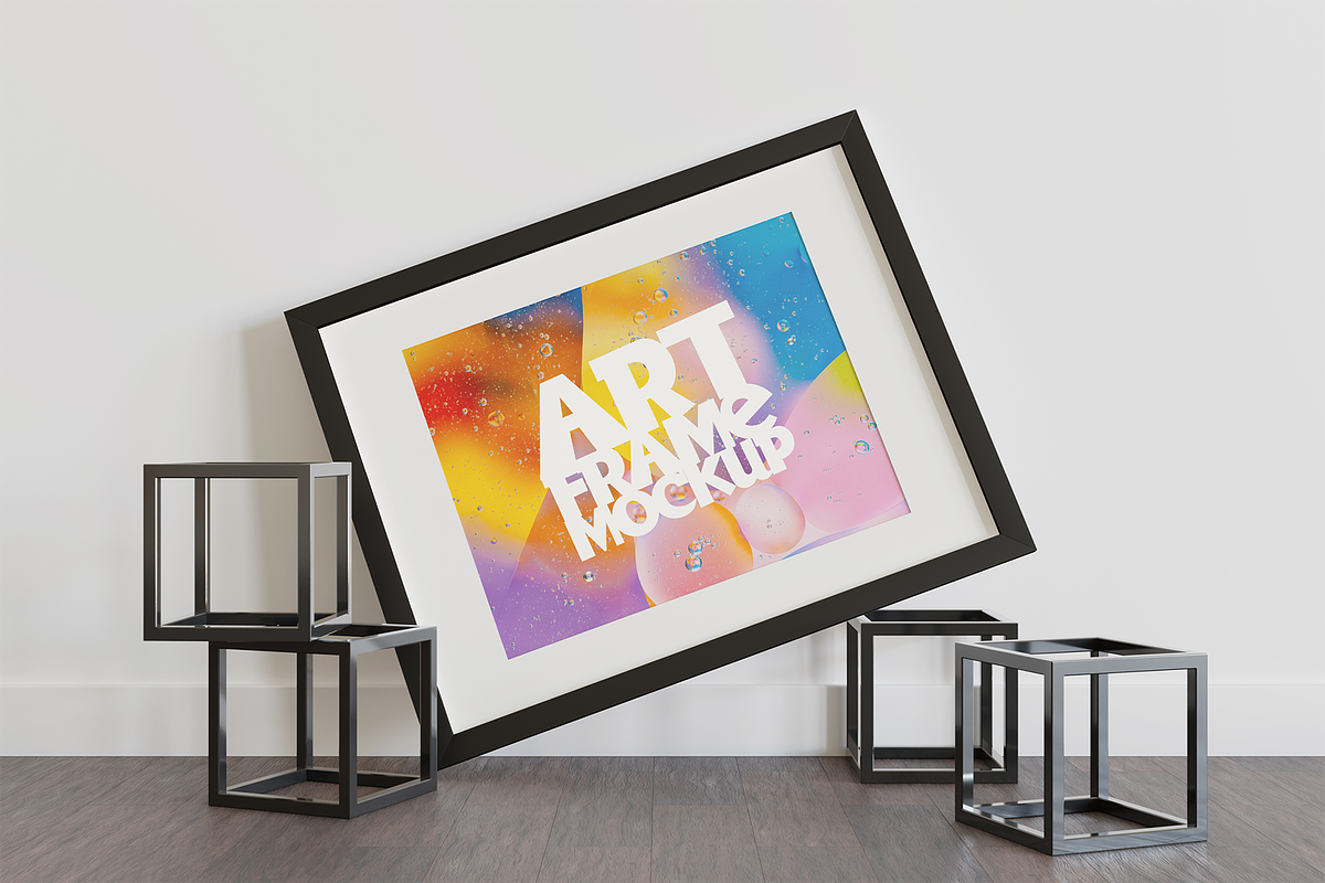 Minimalist Art Frame Mockup on Wood, a Household Mockup by Muhazdinata (Photo 11 of 12)