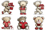 Valentines Teddy Bear Clipart, an Illustration by Craft Nest (Thumbnail 4 of 11)